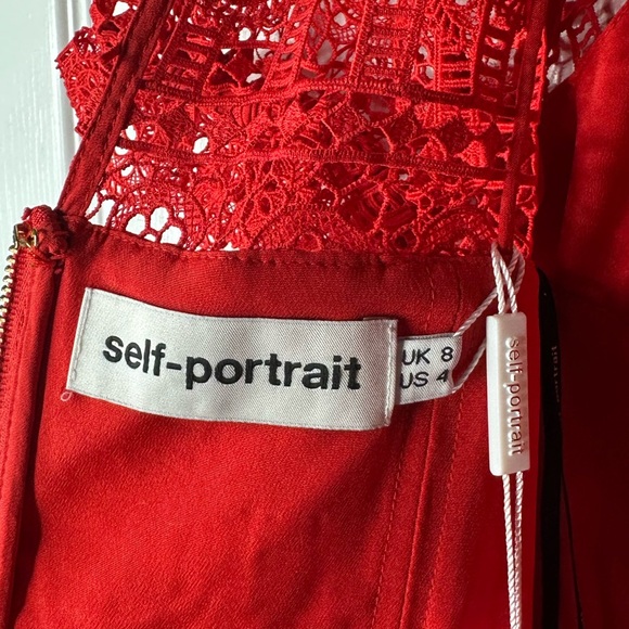 NWT Self-Portrait Red Lace Dress Size 4 US - Picture 7 of 14